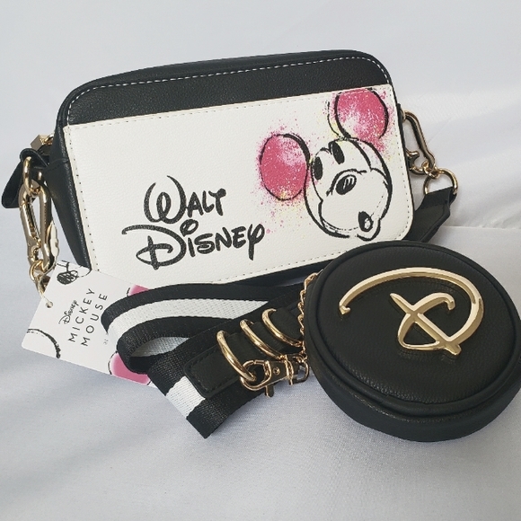 Disney Mickey Mouse Graffiti Crossbody Bag w/ Coin - Picture 2 of 7